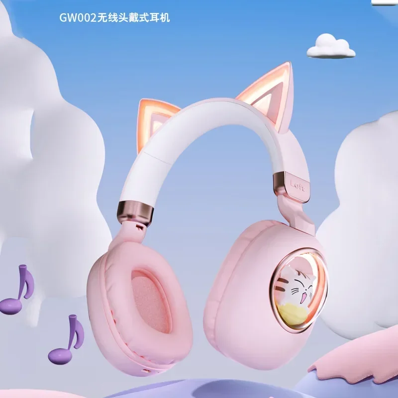 

RGB Cat Ear Cartoon Wireless Headphones Bluetooth Foldable HiFi Headset With Mic For iPhone Huawei Samsung Kids Earphone Earbuds