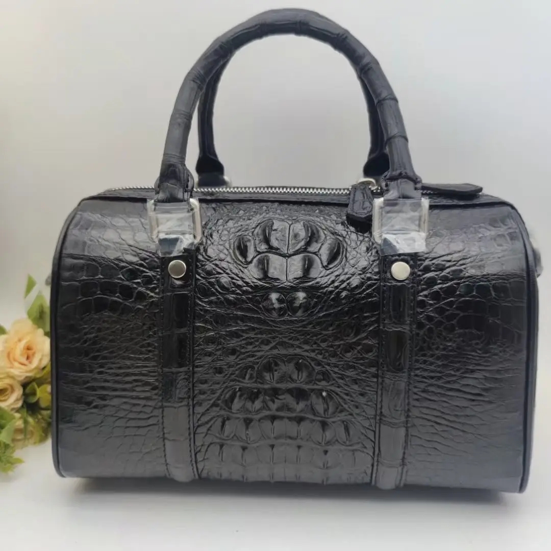 

2026 Fashion Real Alligator Women Handbags European Designer Crocodile Genuine Leather Shoulder Bags Female Crossbody Boston Bag