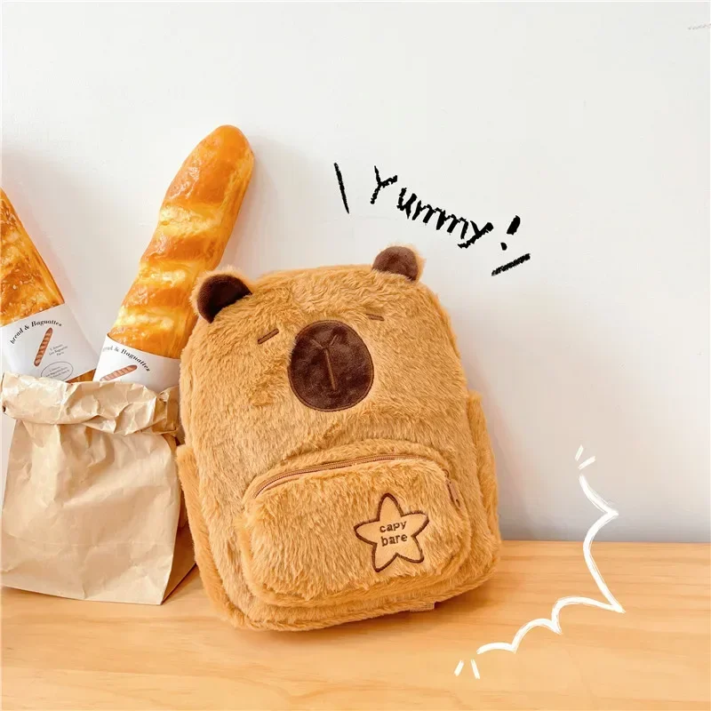 Kapibala Plush Capybara Backpack Cute Student Versatile Fur Bag Ins Soft Girl Storage Small Backpack School Bag Mochila