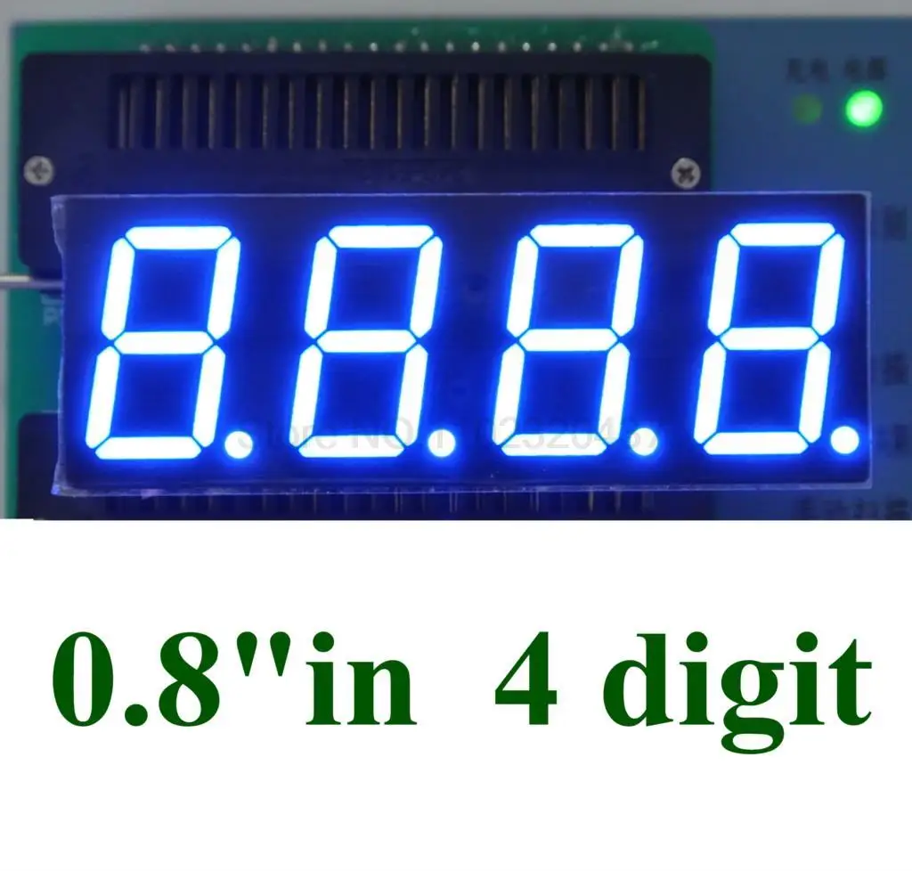 

10PCS Blue 7 Segment 0.8" 0.8in LED Display 71.6*25.8*8.5MM Nixie tube 0.8 inches 4 Bit Digital Tube commom cathode