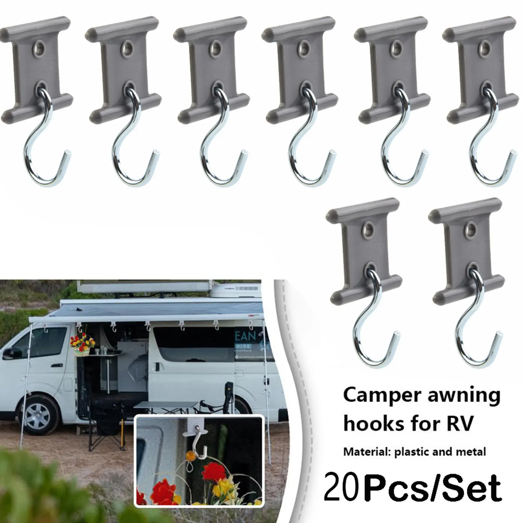 20PC Camping Awning Hook RV Awning Hangers Hooks RV Party Light Hangers for Christmas Party Caravan Travel Trailer