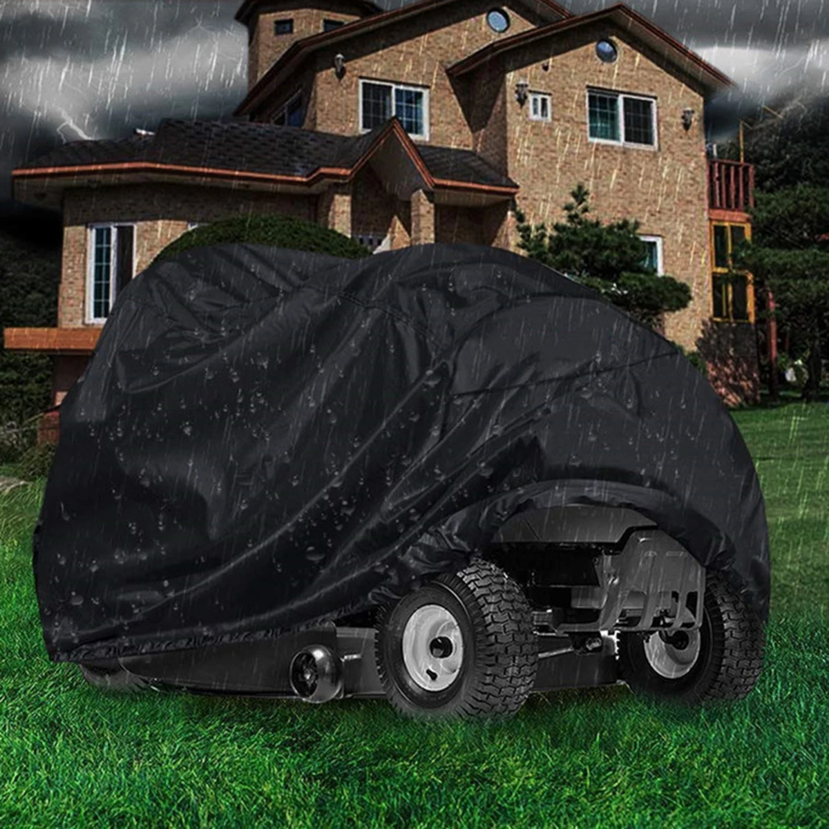 

1Pcs Lawn Mower Cover Waterproof Oxford Cloth Durable Uv Proof Rainproof Protective Cover Black 183x137x117cm for Tractor