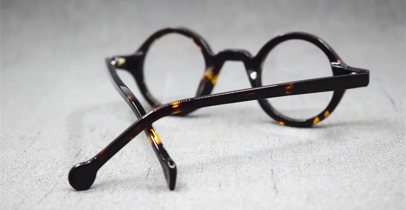 HONKAN Kleine Acetat-Brillenfassung Vintage Runde Handgefertigte Vollrand-Brillengestelle für Herren und Damen Kurzsichtigkeit Lesebrille – Detail 14