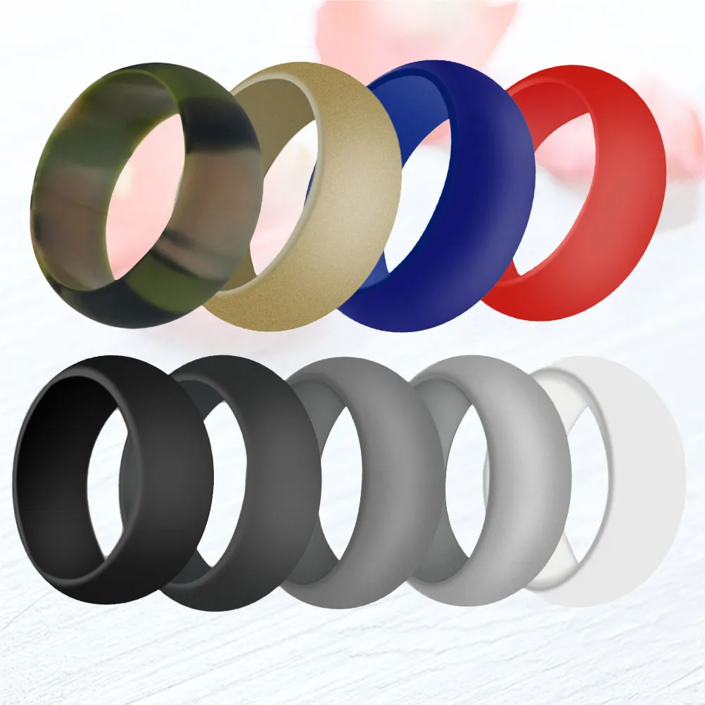 9Pcs Silicone Sports Rings Flexible Waterproof Unisex Replacement for Exercise Cooking Cleaning Silicone Wedding Bands