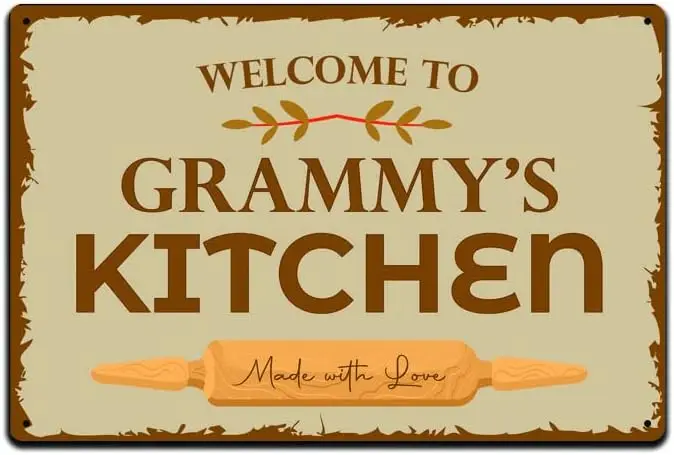 JP's Parcels Tin Signs Grandma Home Décor - Metal Sign 12 x 8 in. Welcome to Grammy's Kitchen Made with Love