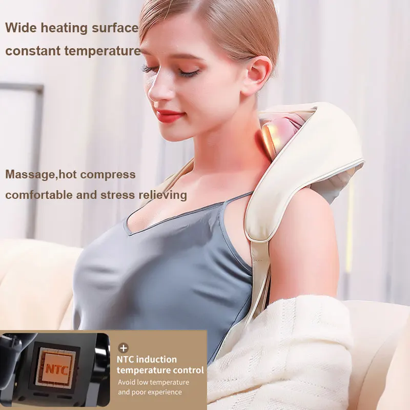 JianYouCare neck Shoulder cervical back massager masajeador Kneading Shawl Massage machine Heating Massageador fatigue relieve