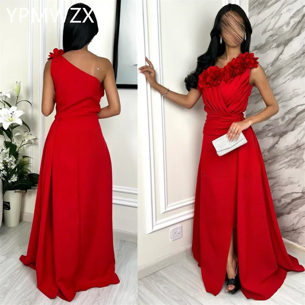 

Customized Evening Dress Formal Women YPMWZX One Shoulder A-line Floor Length Skirts Flower Bespoke Occasion Dresses Prom Gown