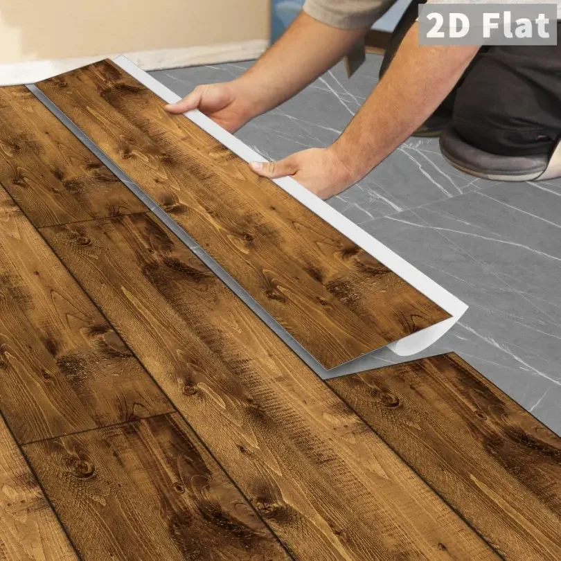 5pcs Wood Grain Floor Stickers Modern Style PVC Wall Sticker Waterproof Self-adhesive for Living Room Kitchen Home Floor Decor