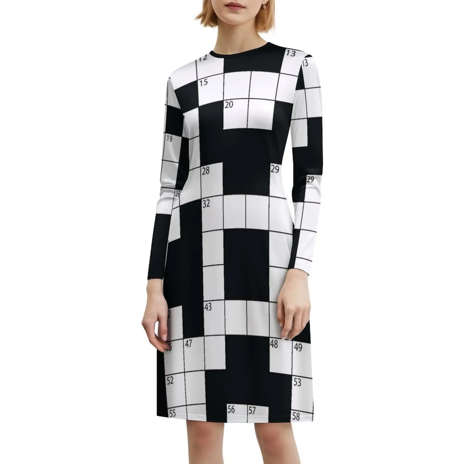 فستان بوهيمي بدون أكمام للتفكير عبر الكلمات، فستان متعدد الطباعة لقضاء العطلات على الشاطئ، كلمات متقاطعة، لعبة كلمات متقاطعة