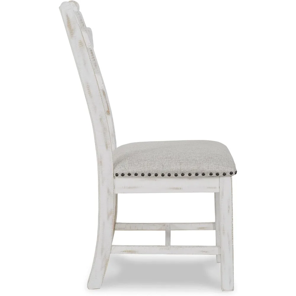 تصميم مميز من Ashley Valebeck Vintage Farmhouse كرسي طعام مبطن، عدد 2، Whitewash