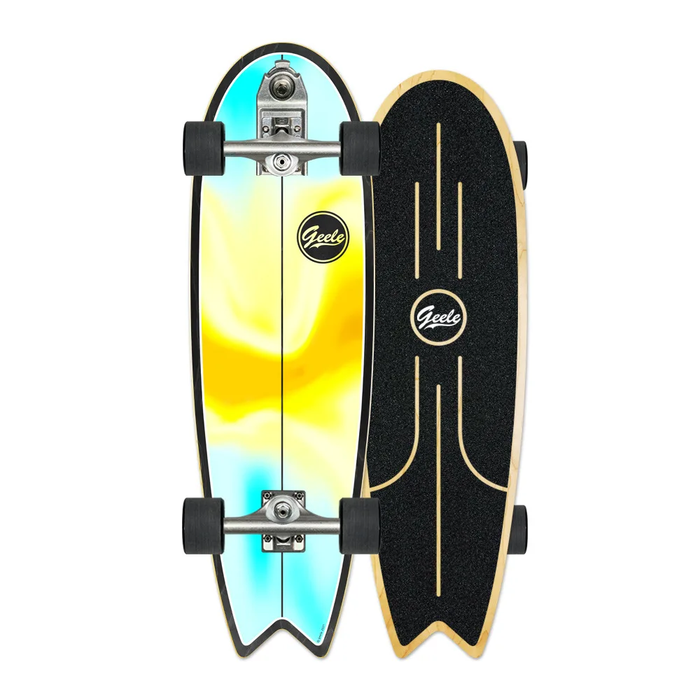 

33 Inch V7 Professional Pumping No‑Push Fish Tail Land Surf Skateboard, Surf Simulation Training Board for Adults