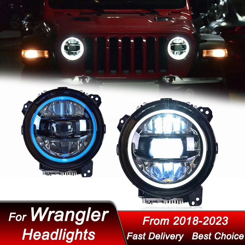 Car Led Headlights For Jeep Wrangler 2018-2023 to new style full LED Headlamp Assembly Upgrade Projector Lens Accessories Kit