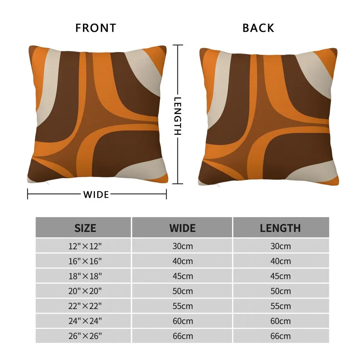 Retro Groove Brown Orange Square Pillowcase Polyester Linen Velvet Pattern Zip Decor Throw Pillow Case Sofa Seater Cover 45x45