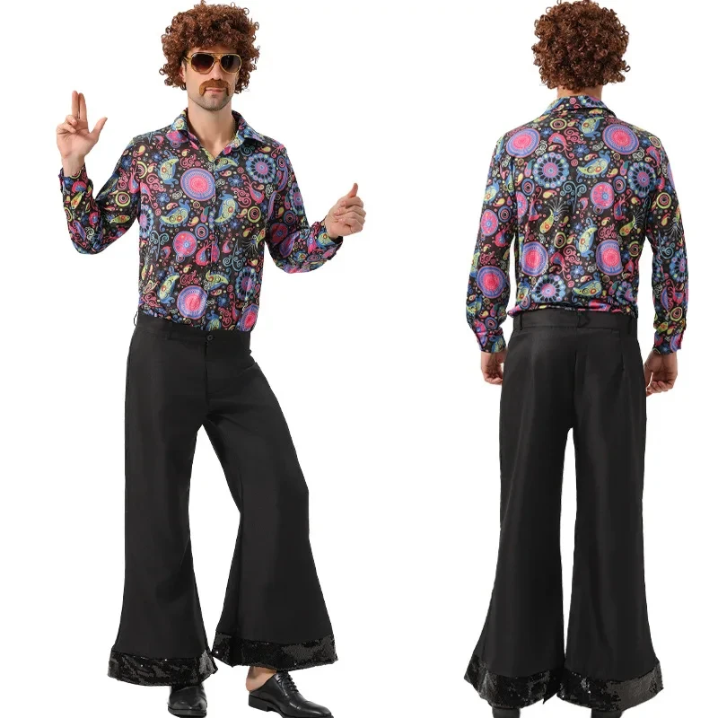 

ob Elvis-Inspired Men's Vintage 70s 80s Costume-Disco Hip Hop Club Uniform-Glamorous Stage Performance Outfit for Nightclu 158gj