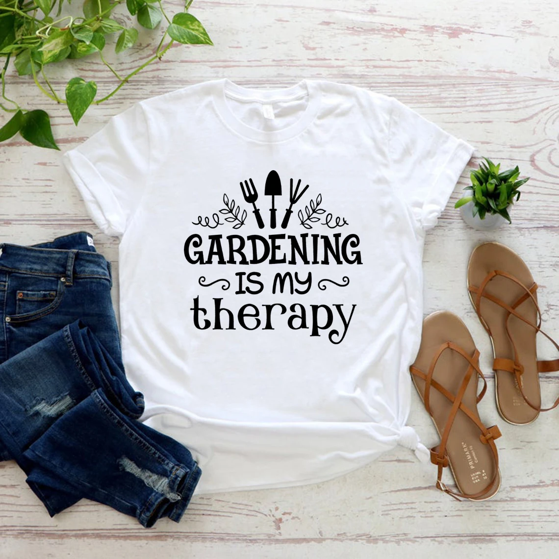 Gardening Is My Therapy Women's T-shirt Funny Gardening Men T-Shirt Plant Lover Shirt Women Tshirts Unisex Short Sleeve Tees Top