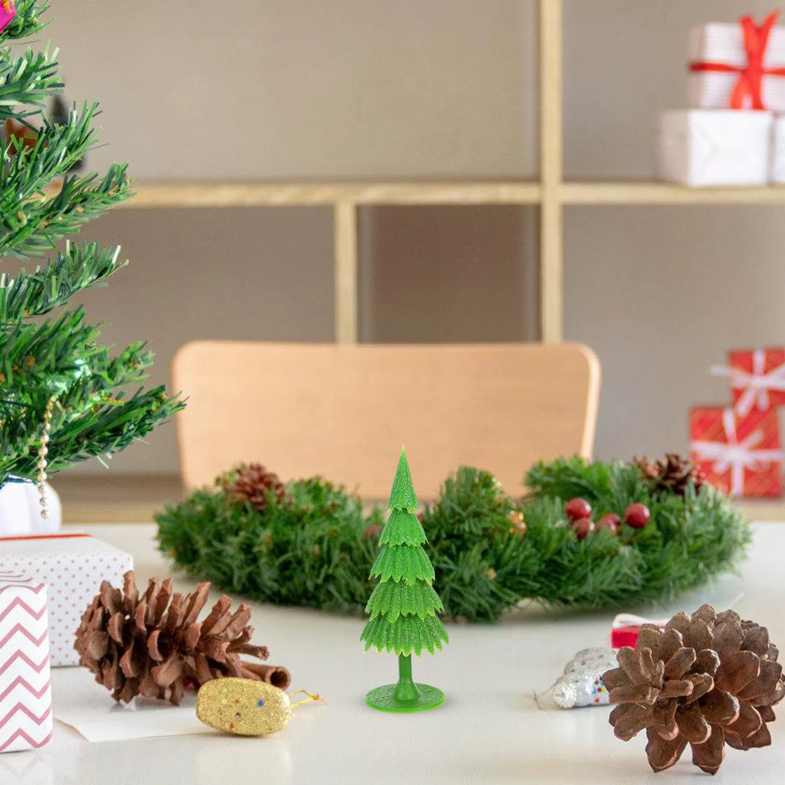 

Mini Christmas Tree Decoration Cake Train Decorations Three-dimensional Green Plastic