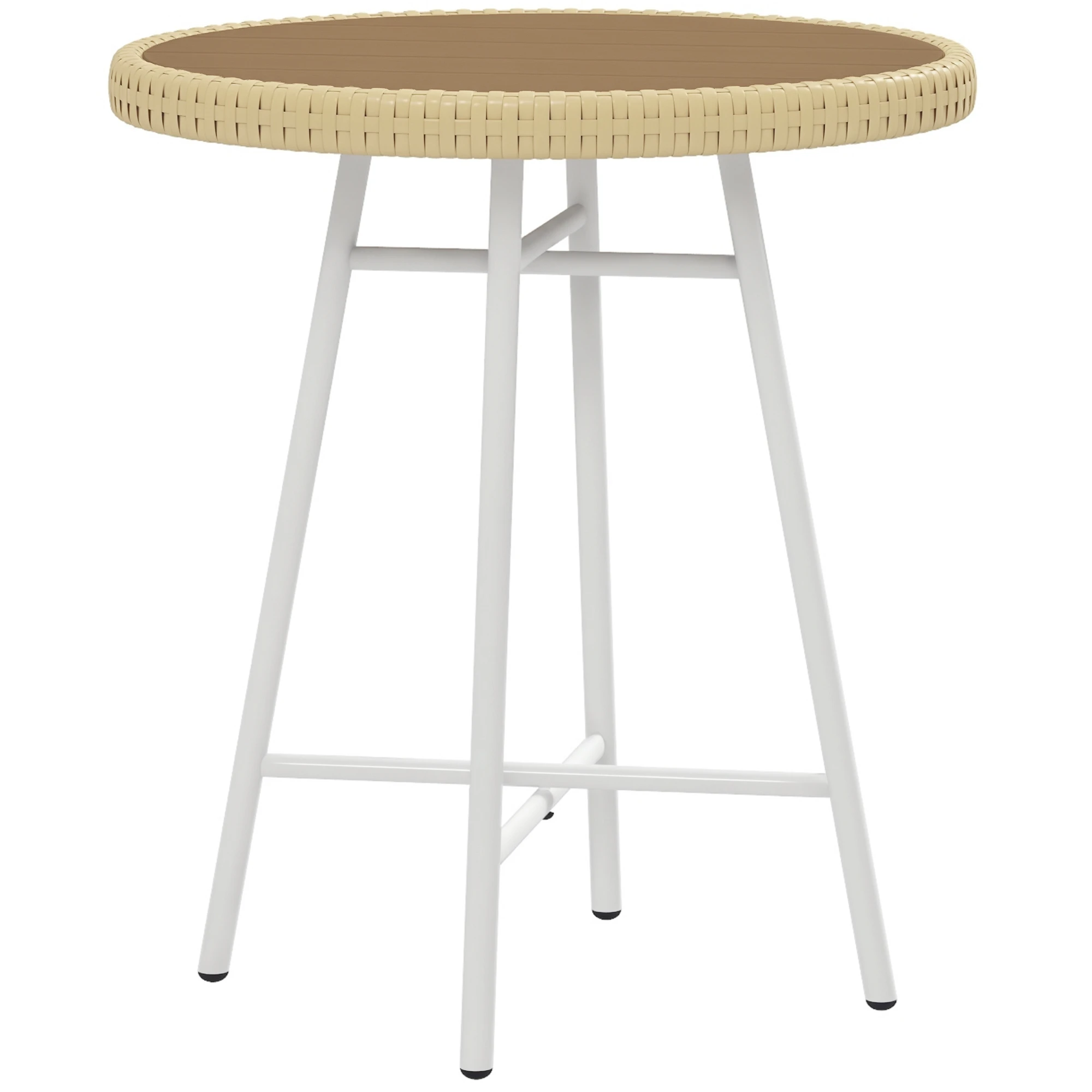 Outsunny Mesa Auxiliar de Ratán Sintético Carga 30 kg 50x50x55 cm Natural