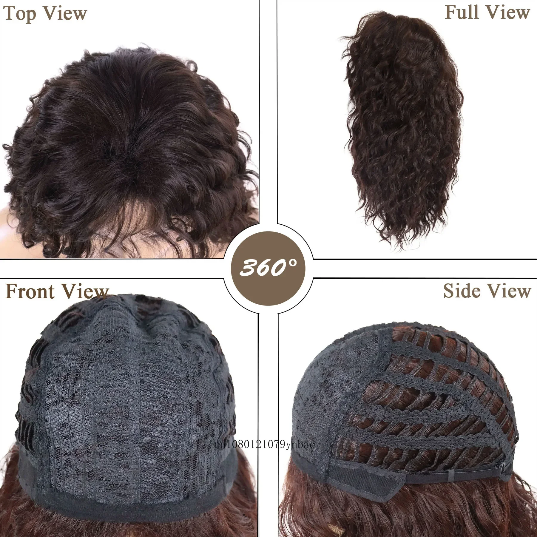 Synthetic Brown 20 Inch Long Wavy Wigs for Women Girl Fluffy Wig with Bangs Daily Mom Wig Halloween Cosplay Party Heat Resistant