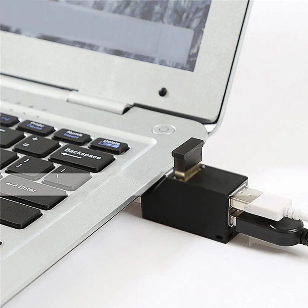 

3-Port Mini USB 2.0 Hub Adapter for Pc Laptop Desktop No External Power Required Plug-and-Play Low Power Consumption