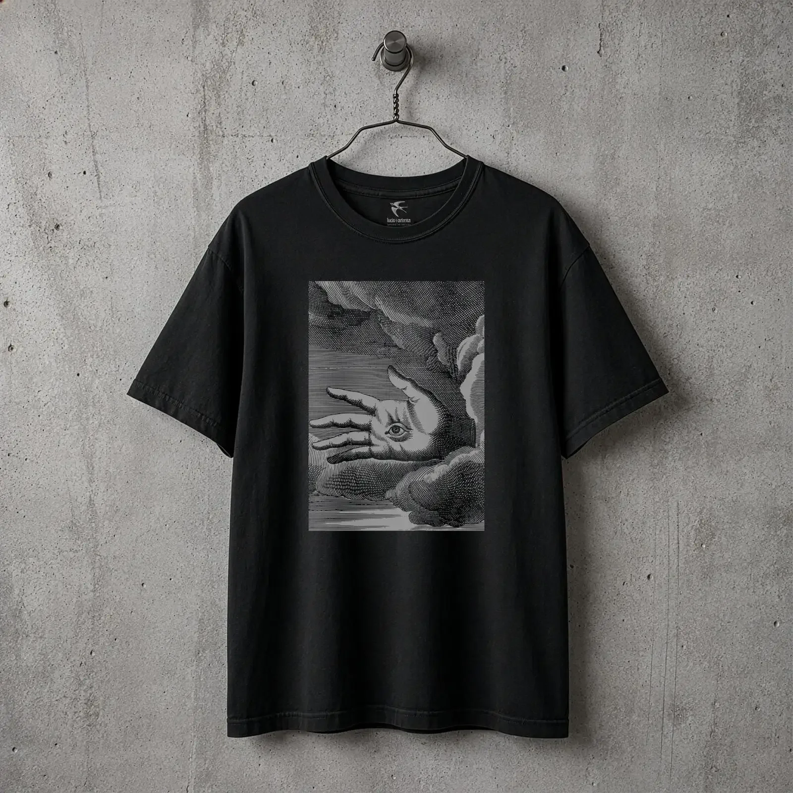 Hamsa Hand of Fatima All Seeing Eye Occult Symbol 1638 Engraving Print Historical Dark Academia T Shirt vintage Washed