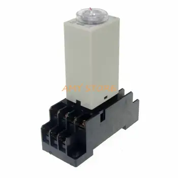 1 adet 12V/24VDC 24V/110V/220V/380VAC H3Y-4 güç zaman geciktirme rölesi zamanlayıcı 0.2-5Min İletişim formu 4PDT 14Pin DIN raylı soket tabanı