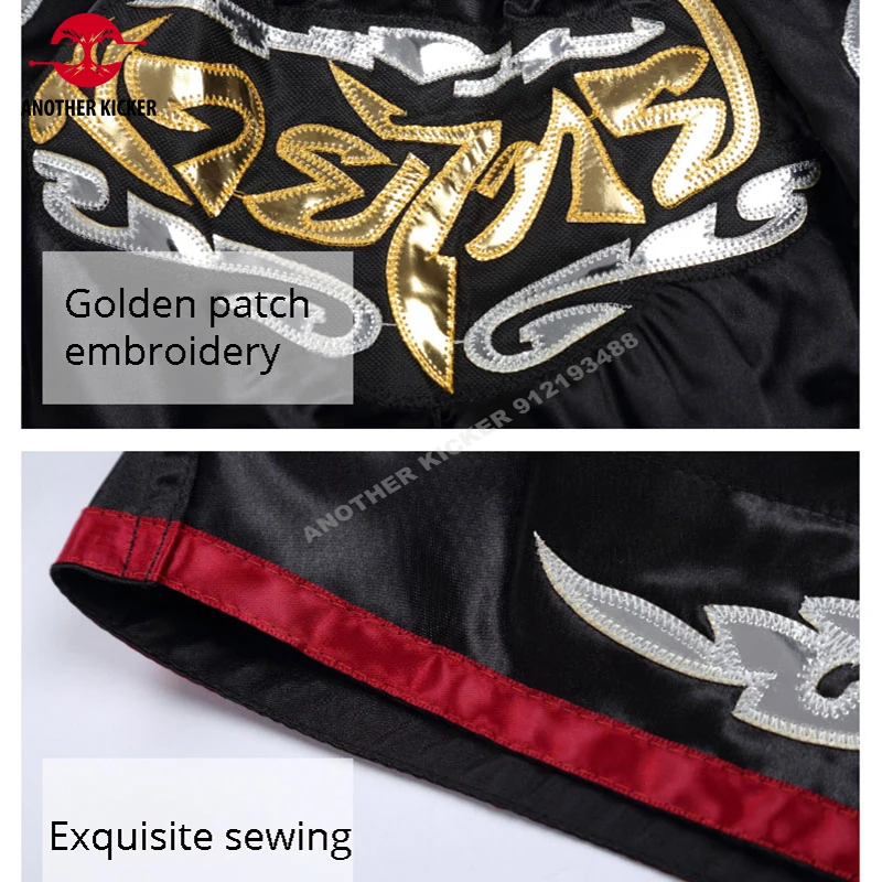 Short Muay Thai Man Embroidery Boxing Shorts Women Child Retro Kickboxing Fighting Grappling Pants Martial Arts Training Clothes