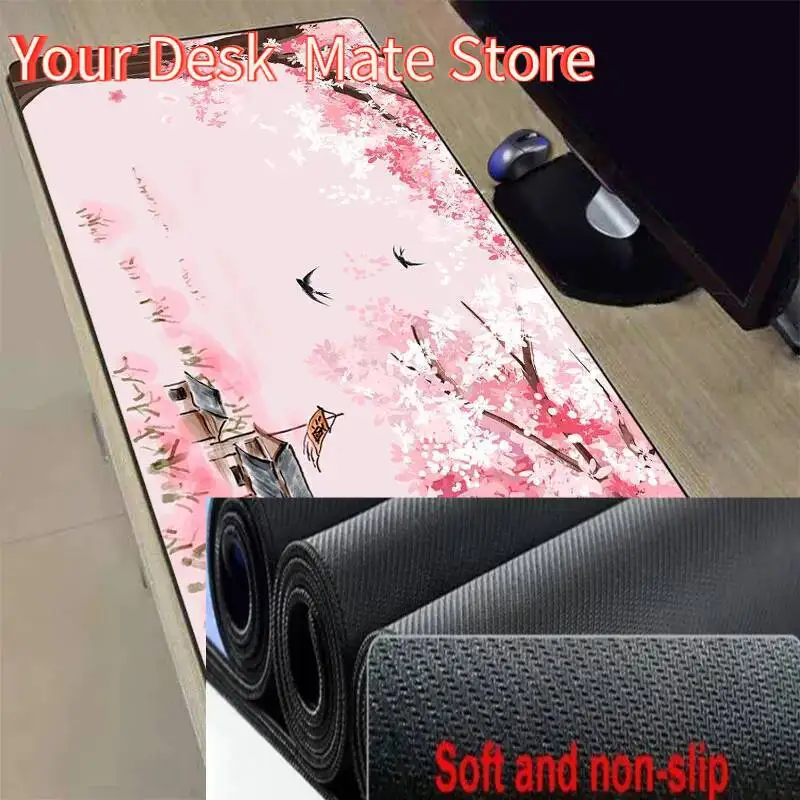 Alfombrilla de ratón rosa Sakura Xxxl, alfombrilla de escritorio, alfombra para ordenador, accesorios de oficina Kawaii, teclado, Pc, Gaming, portátil, alfombrillas de escritorio