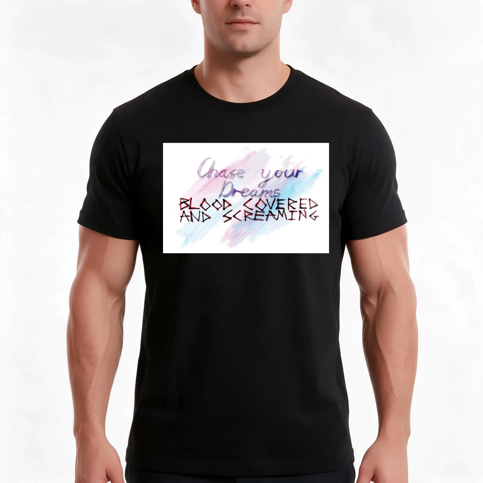 Chase Your Dreams Blood Covered and Screaming T-Shirt, Summer Casual Cotton Tee, Oversized Streetwear Tops, Unisex Men Women