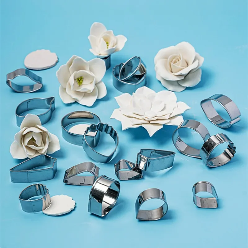 DIY Ceramic Peony/Rose/Tulip Flower Cutting Die Pottery Tools Stainless Steel Petal Polymer Clay Molds Set Clay Cutter