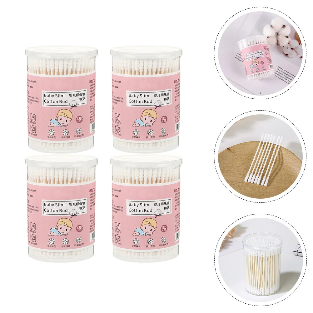 4 коробки, детские ватные палочки для чистки ушей