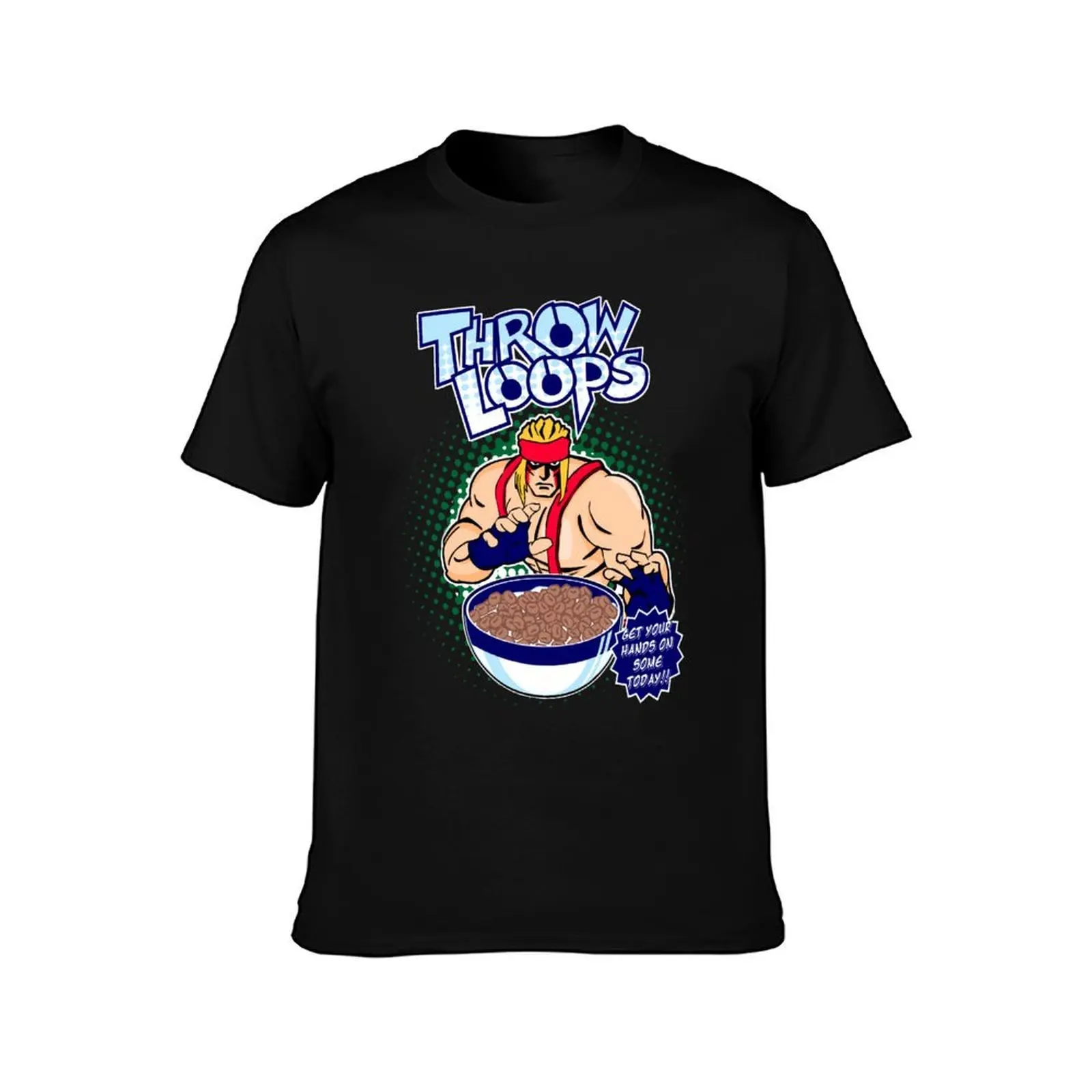 Throw Loops Cereal - Alex T-Shirt, Summer Casual Cotton Tee, Oversized Streetwear Tops, Vintage Graphic Print, Unisex Men Women