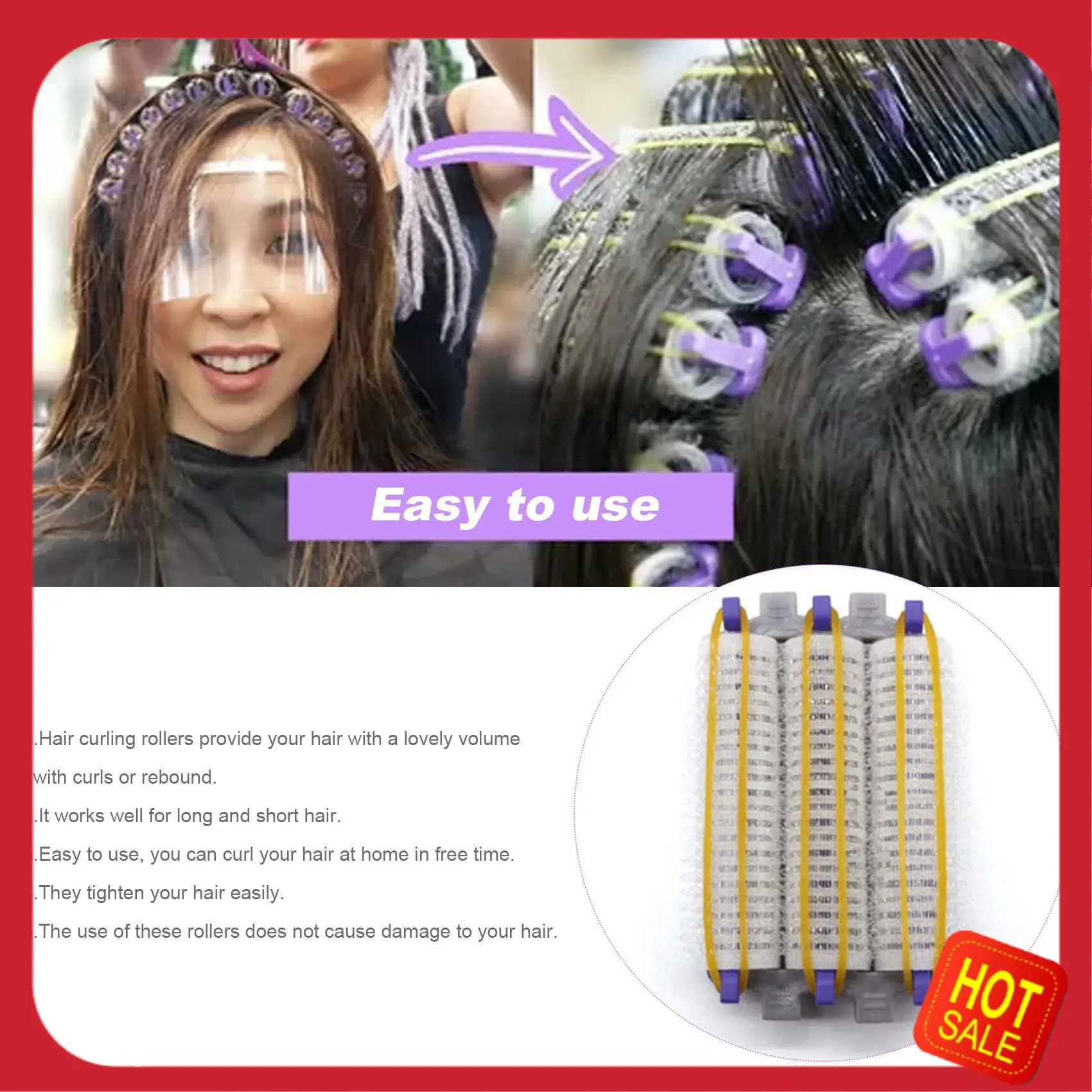 

A08I 24Pcs/Set Salon Nylon Hook & Loop Hair Rollers Set Hair Root Perm Rods Bars Curlers With Clips & Rubber Bands