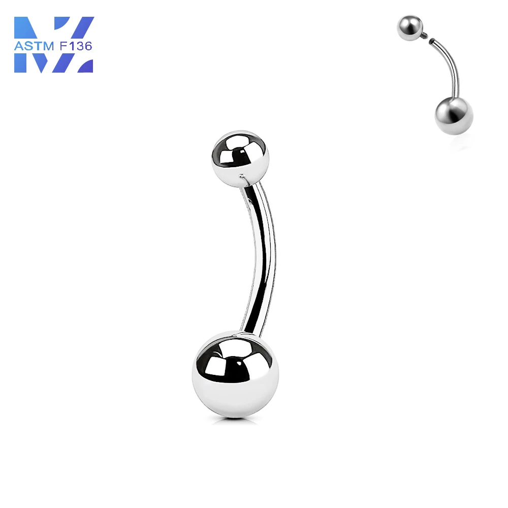 1 Pcs F136 Titanium Alloy Titanium Titanium Ball 14G Outer Tooth Bending Ring Navel Ring Basic Cordy Nail Human Poch Accessories