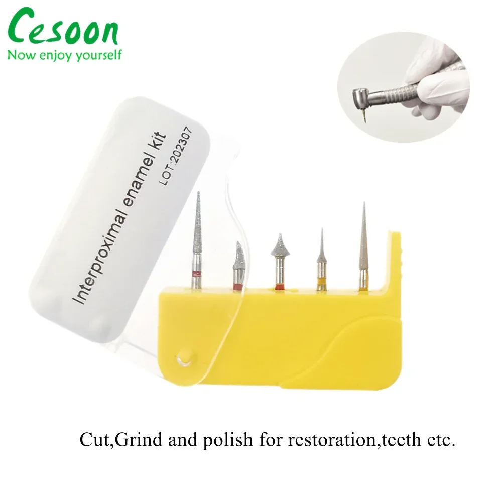 5Pcs Dental Diamond Bur Orthodontic Interproximal Enamel Reduction Kit FG Drills High Speed Polishing Dentistry Cutting Grinding