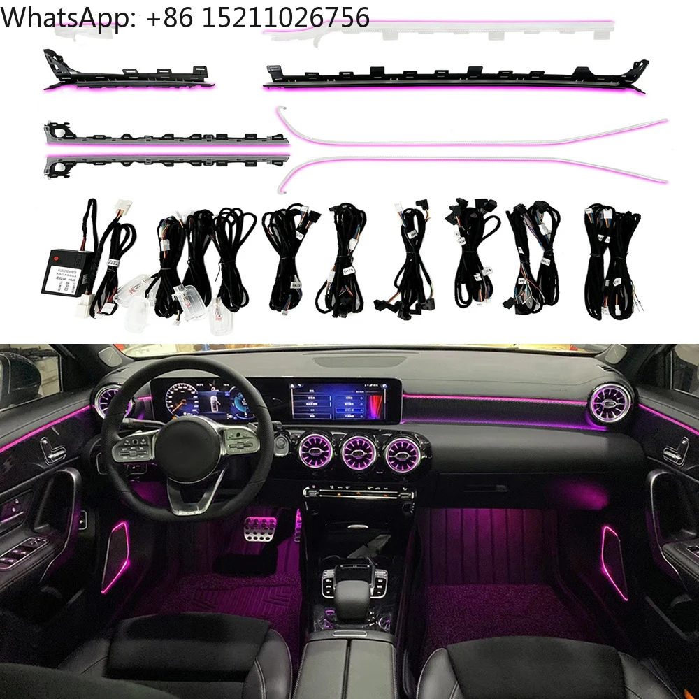 ICarsin 64 Farben W177 Umgebungsbeleuchtung Upgrade für Mercedes Benz A-Klasse A200 A180 Innenatmosphäre LED-Licht