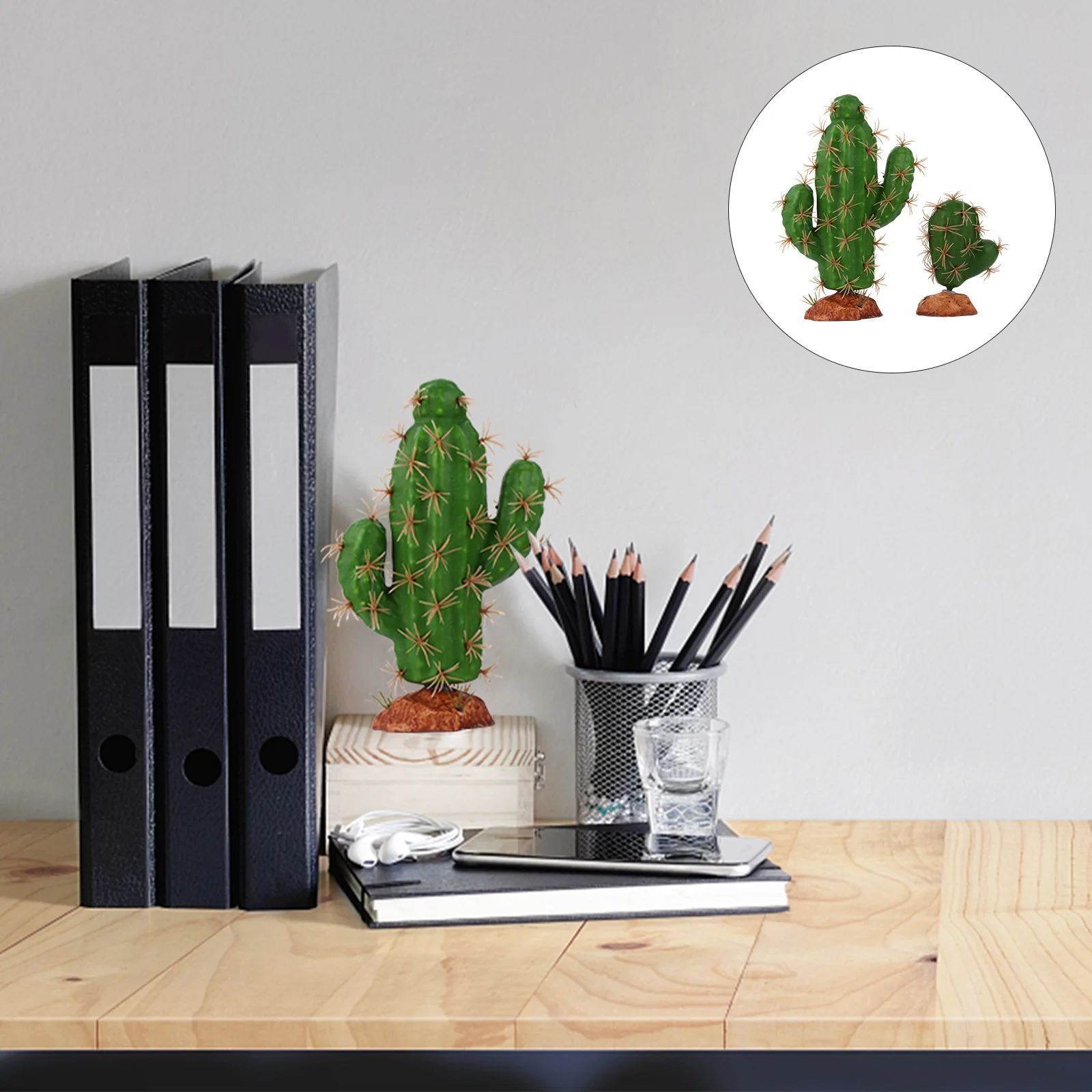 

2Pcs Simulation Plant Ornament Artificial Cactus Reptile Tank Decor Pet Box Landscape Decor Fake Reptile Plant