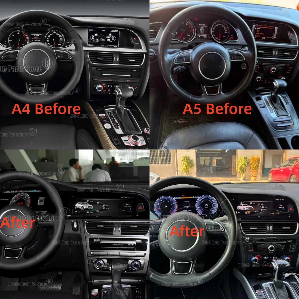 Car Multimedia Player For Audi A4 A5 2009-2016 GPS Android Auto Carplay Tape Recorder DSP Digital Cluter LCD Dash Dual Screen