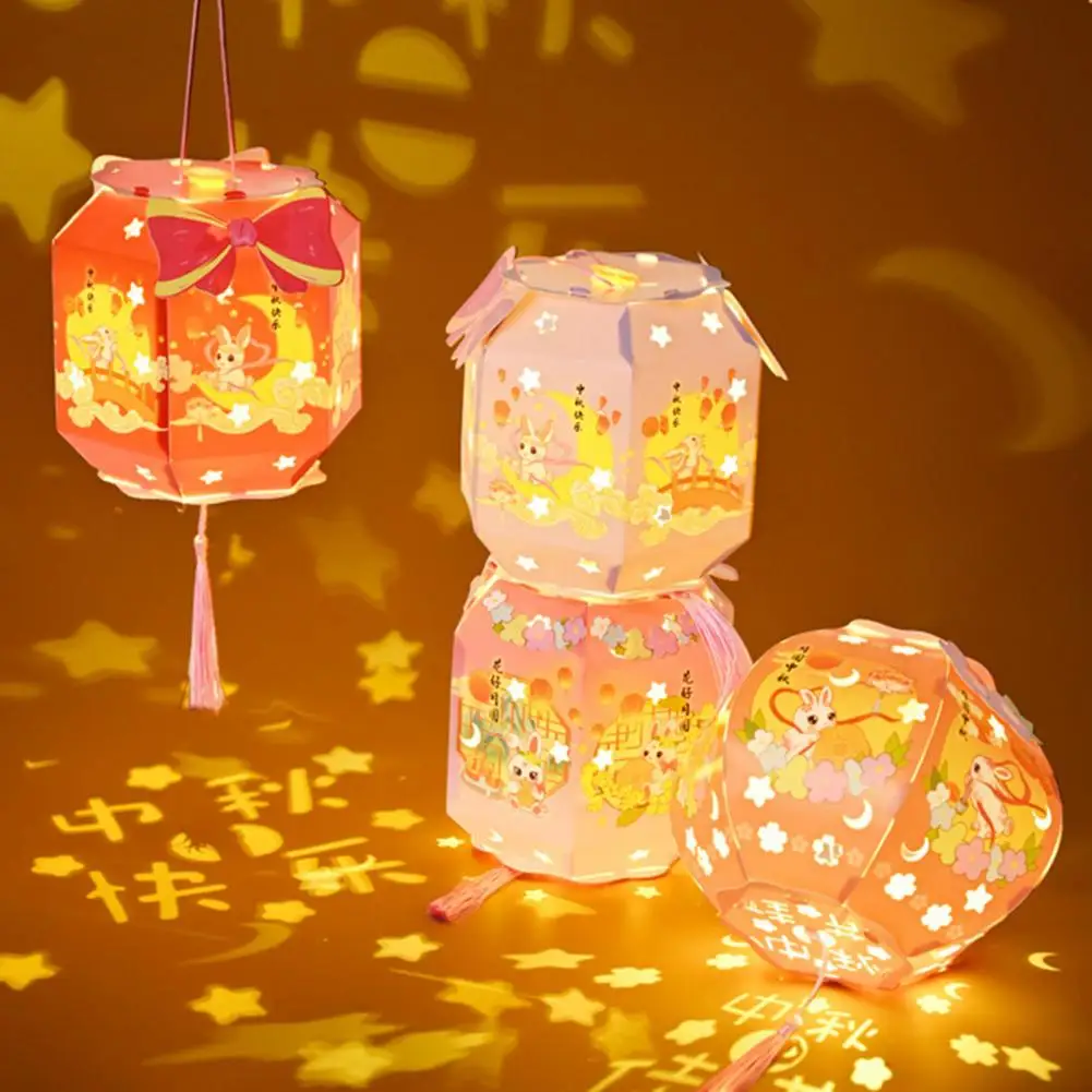 Chinese Style DIY Lantern Kit Handmade LED Lantern Glowing Paper Craft Festival Hanging Royal Lamp For Mid-Autumn Court Lanterns