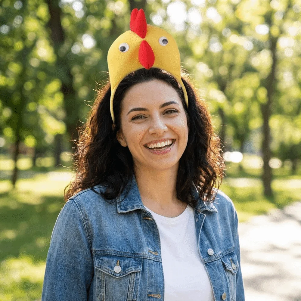 Unique Party Headwear Cartoon Chicken Headband 3D Funny Animal Hair Accessories Adorkable Cute Bird Headpiece Party