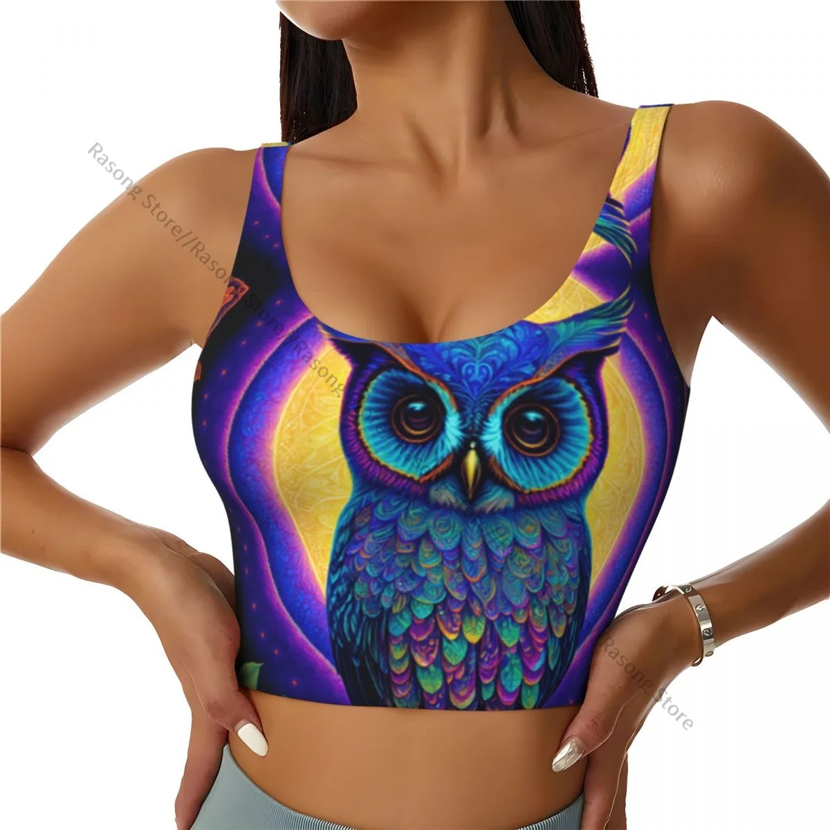 Sports Bra Women Running Yoga Clothes Vest Owl Portrait Gathering Fitness Vest
