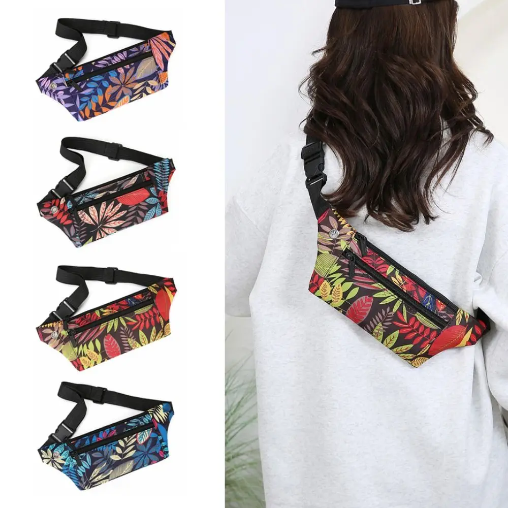 Stylish Wear-resistant Running Waist Bag Headphone Cable Hole Lightsome Phone Sport Belt 3 Layers Nylon Crossbody Bag Daily Wear