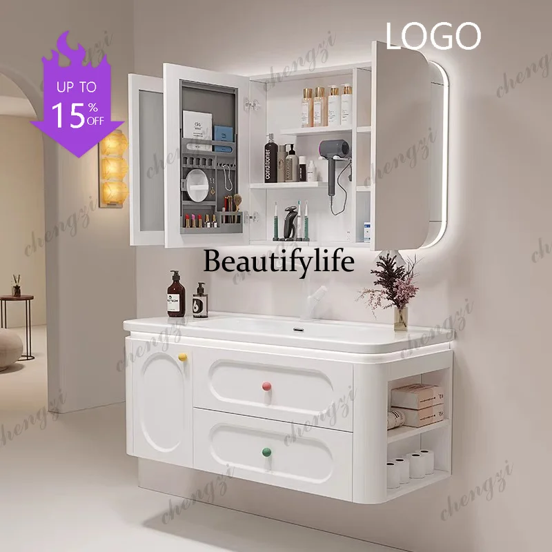 M183 Modern Organizer Bathroom Cabinet Mirror Perfume Storage Shelves Cupboard Closet Skincare Wooden Archivadores