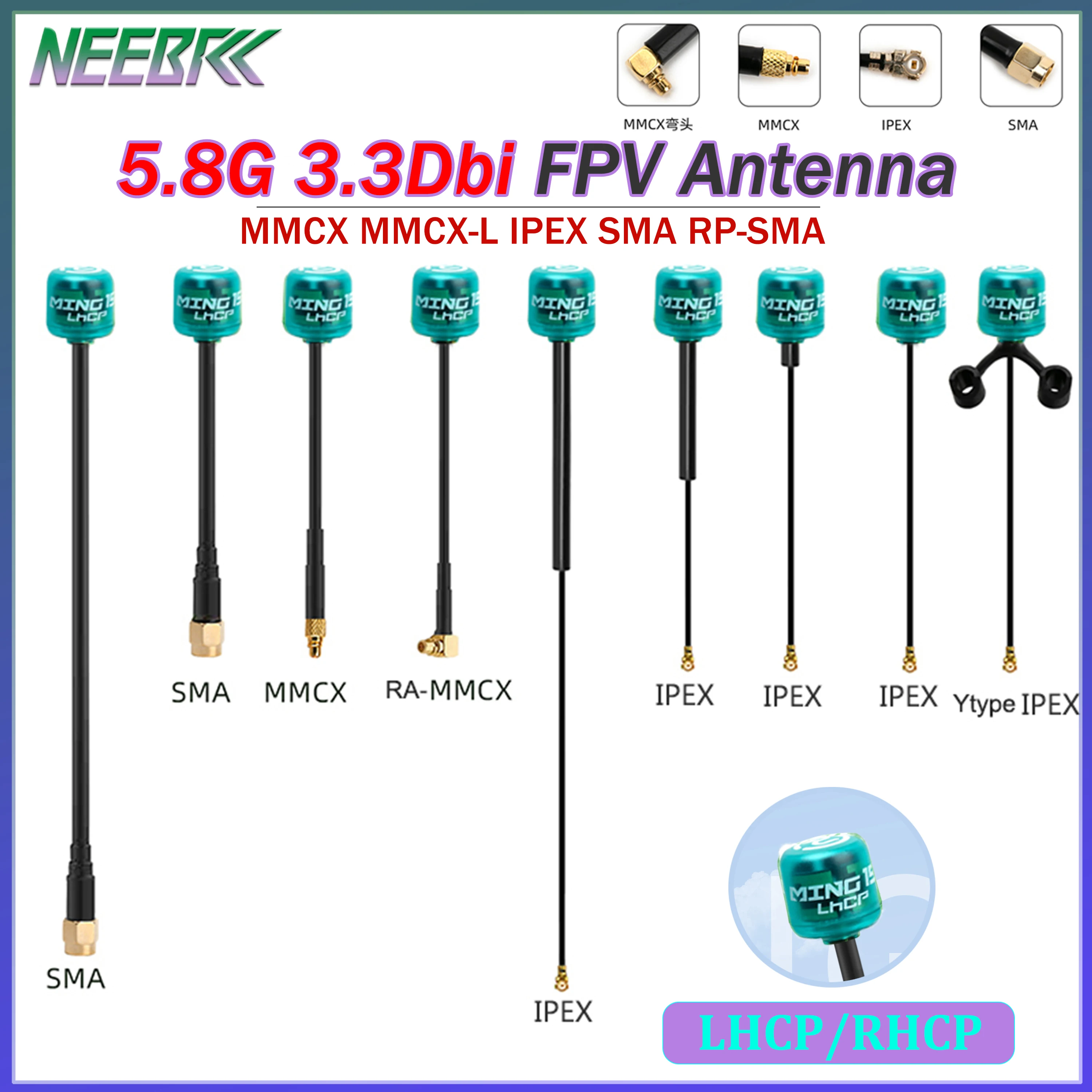 MING15 5.8GHz FPV Antenna RHCP LHCP High Gain 3.3DBi SMA MMCX VTX Antenna for Long Range RC Freestyle FPV Racing Drone DIY Parts