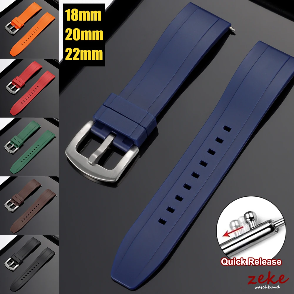 Premium Silikon-Gummi-Uhrenarmband 20mm 22mm Schwarz Blau Grün Ersatz-Uhrenband Schnellverschluss Wasserdichtes Sport-Uhrenarmband