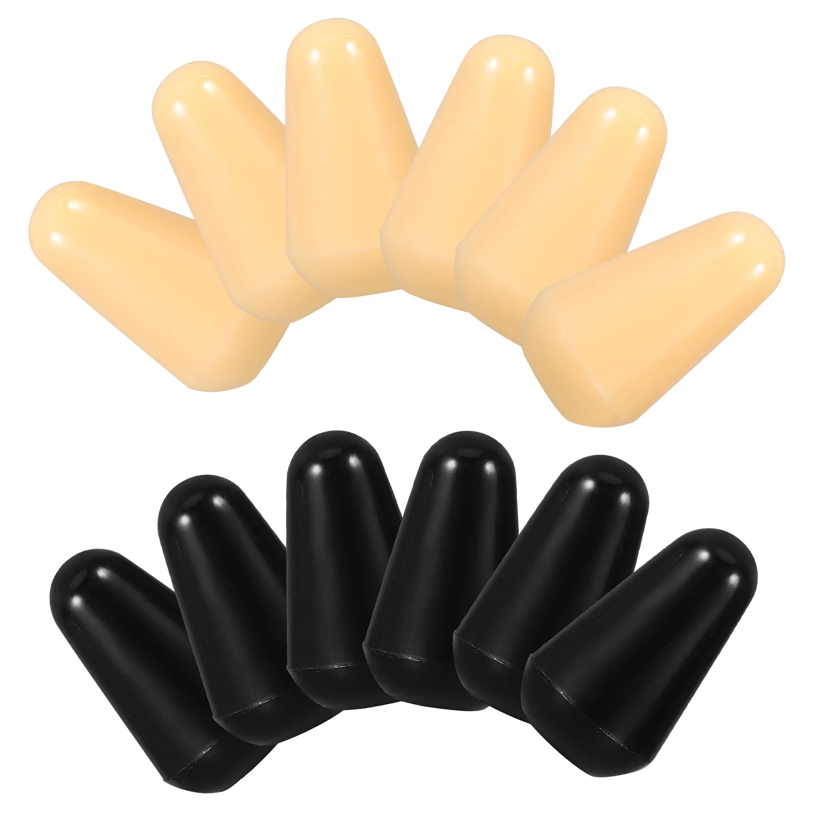 

12Pcs Electric Guitar Switch Hat 6Yellow 6Black Plastic Toggle Tip Knob Caps Pickup Selector Replacement Accessories