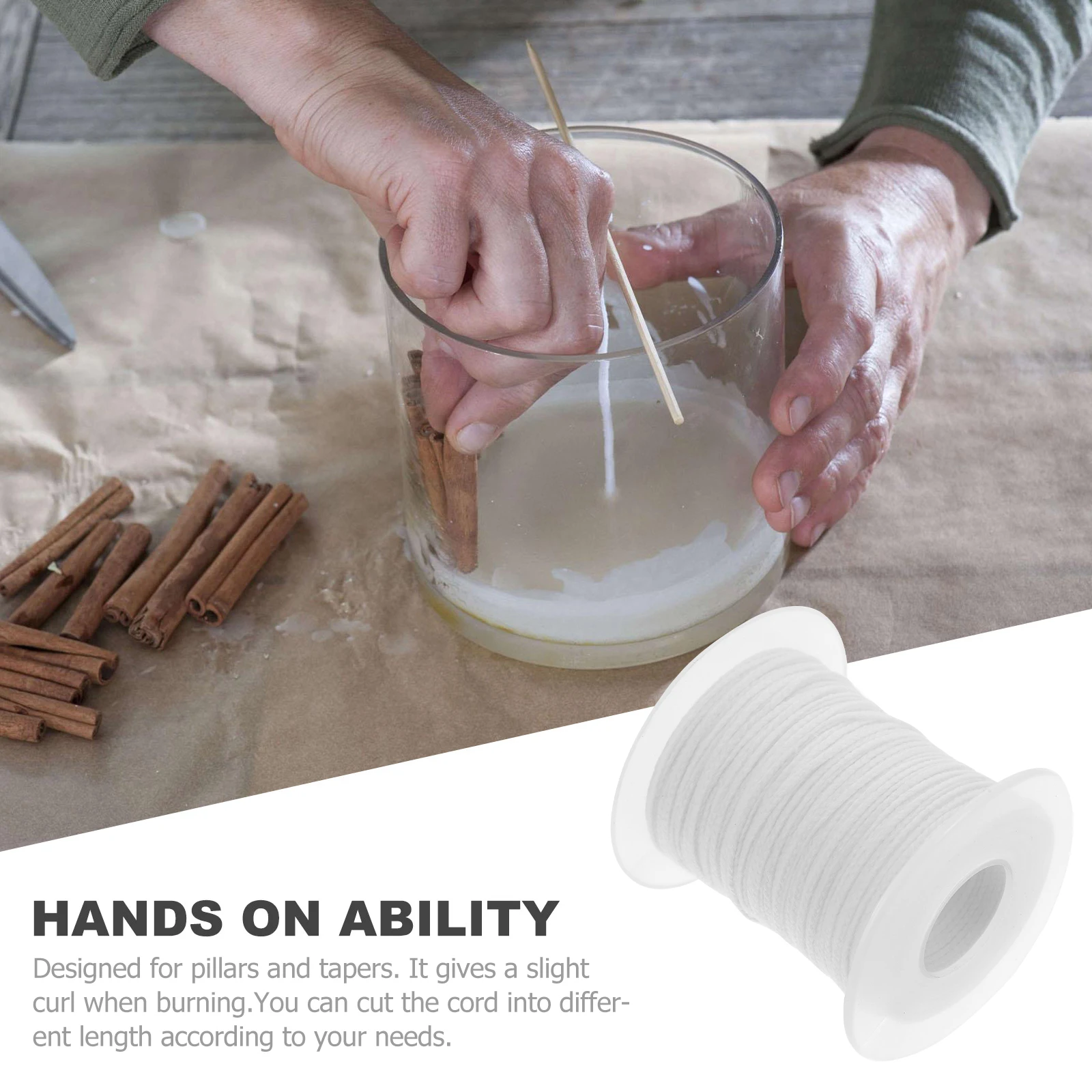 

Premium Cotton Wicks 61M Per Roll for DIY Making Tapers Pillars Braided White Wick Braided Wicks