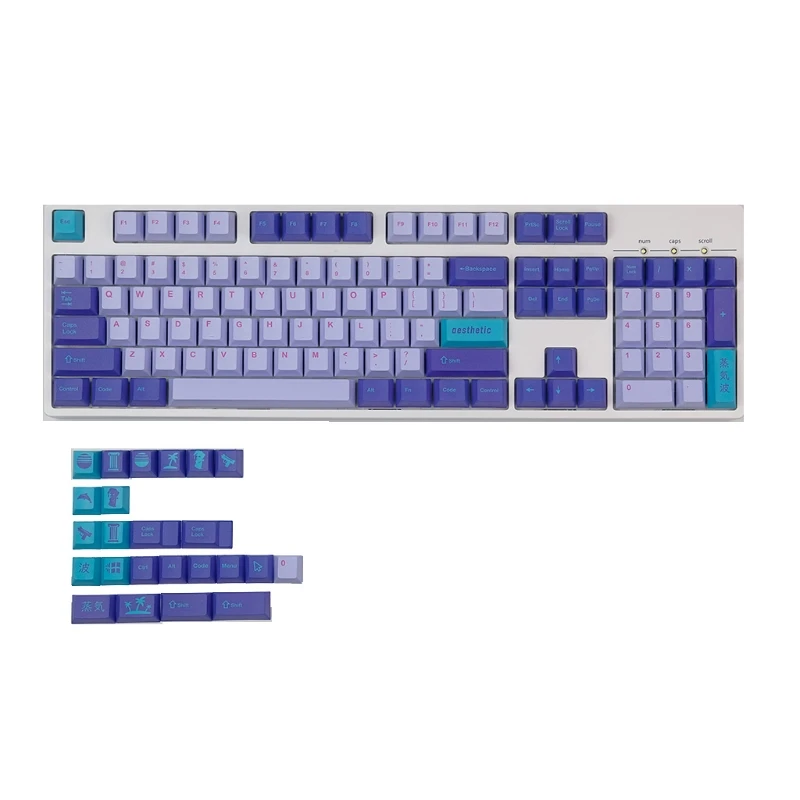 128 teclas/conjunto cereja perfil onda keycap pbt sublimação para tampas chaves para teclado mecânico cereja mx