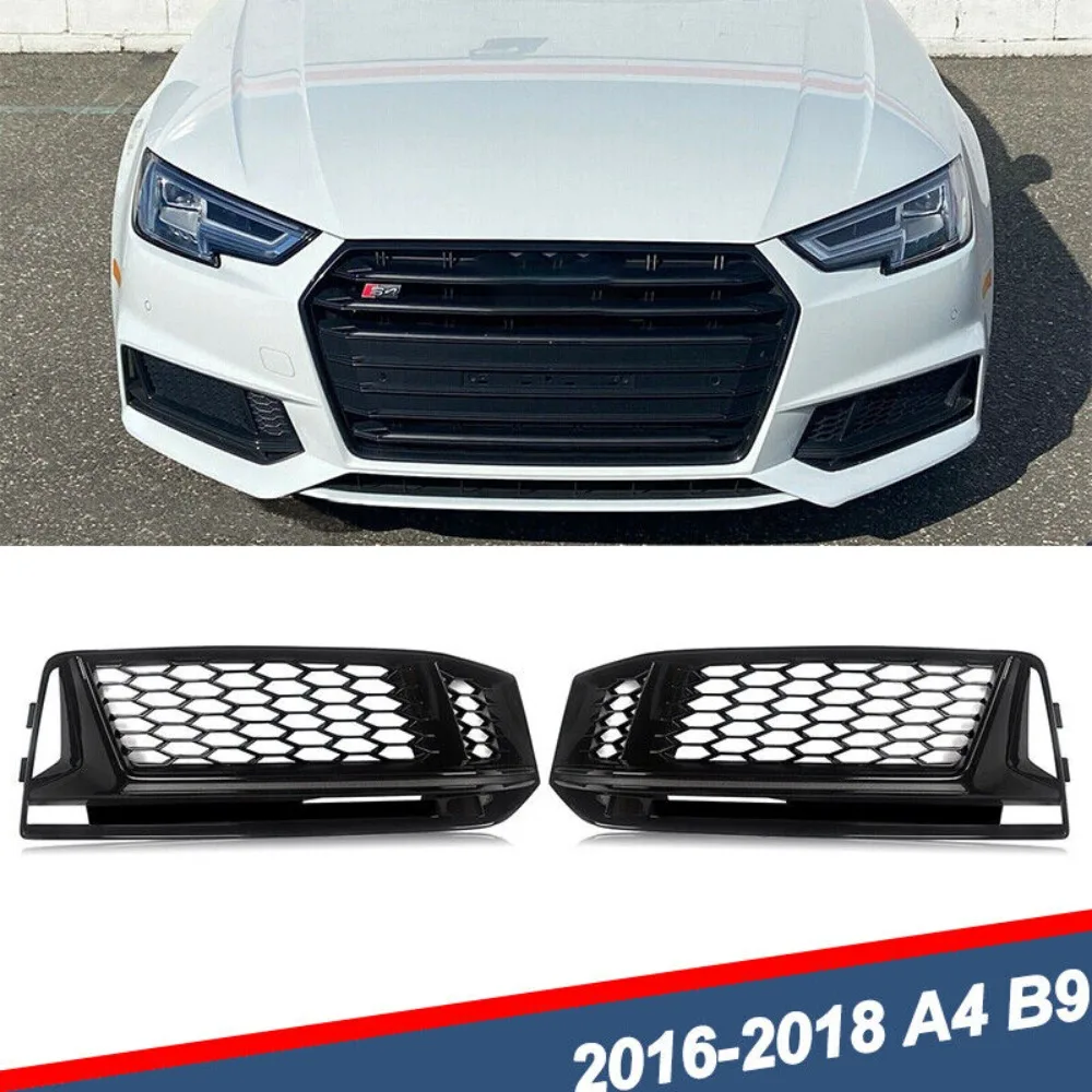 

Fit For 2016-2018 Audi A4 B9 S-Line S4 Honeycomb Front Fog Light Grille Cover Pair United States