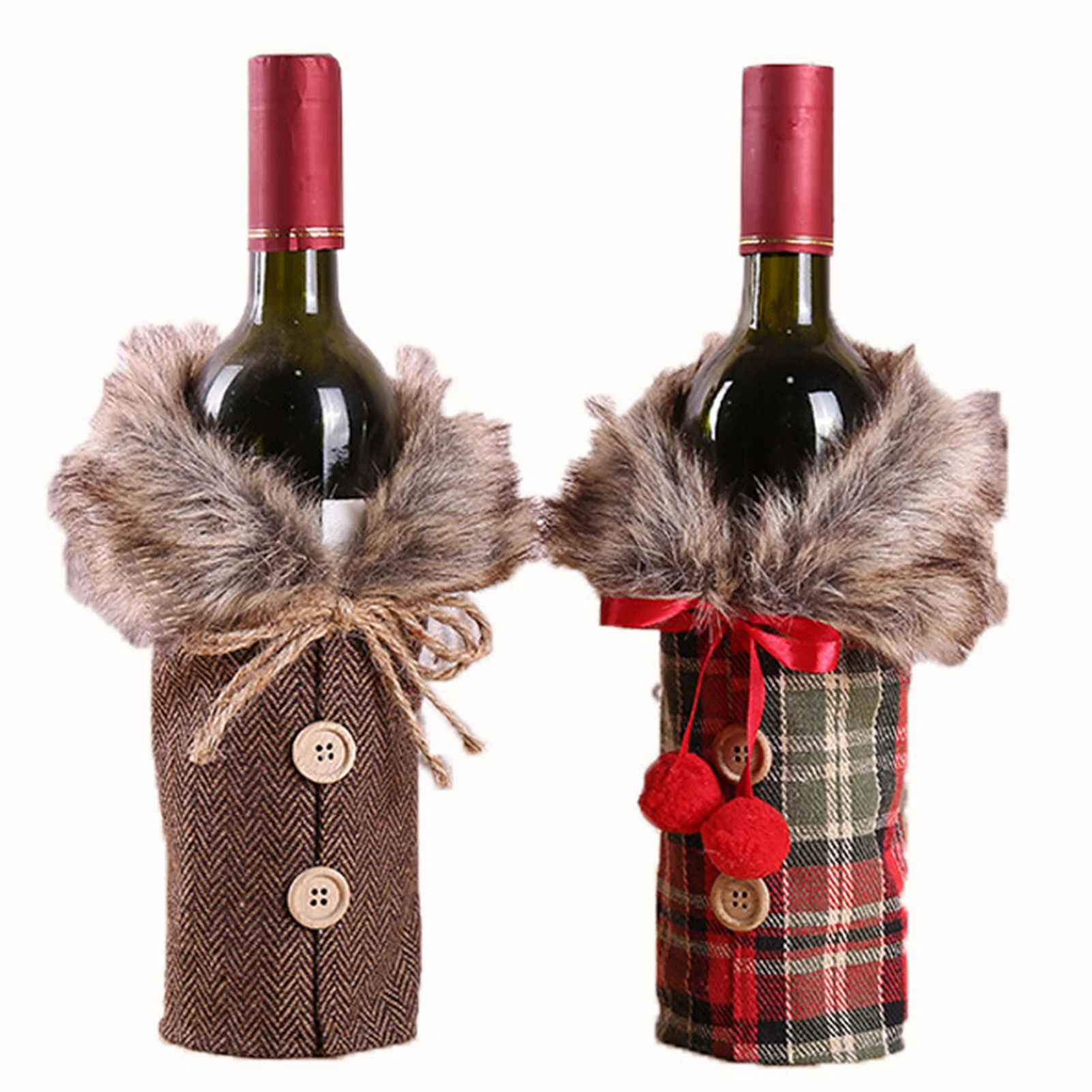 Christmas Wine Bottle Cover Knitted Wine Bottle Bag Christmas Dinner Table Decoration Sweater For Wine Bottles 2024 Navidad