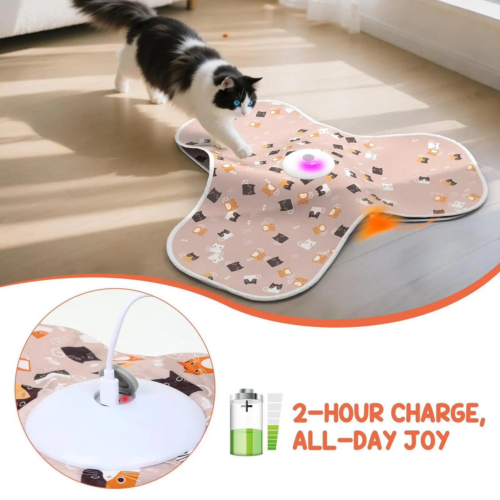 

Interactive Cat Toy Quiet Exercise Game With Moving Concealed Teasers Rechargeable Stimulating Cat Toys For Apartment Corner